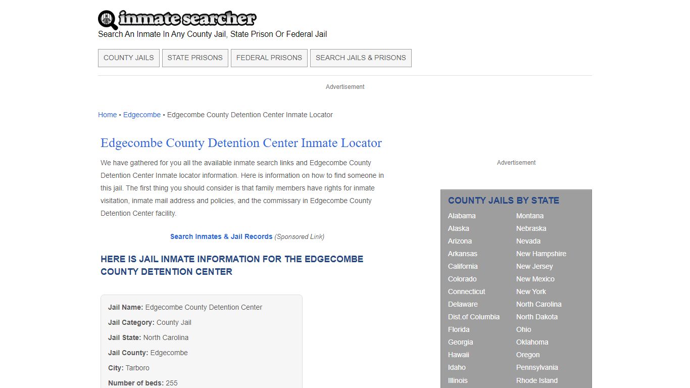 Edgecombe County Detention Center Inmate Locator - Inmate Searcher