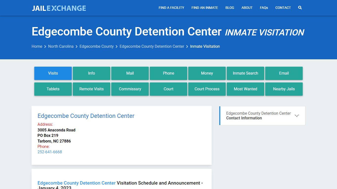 Inmate Visitation - Edgecombe County Detention Center, NC - Jail Exchange